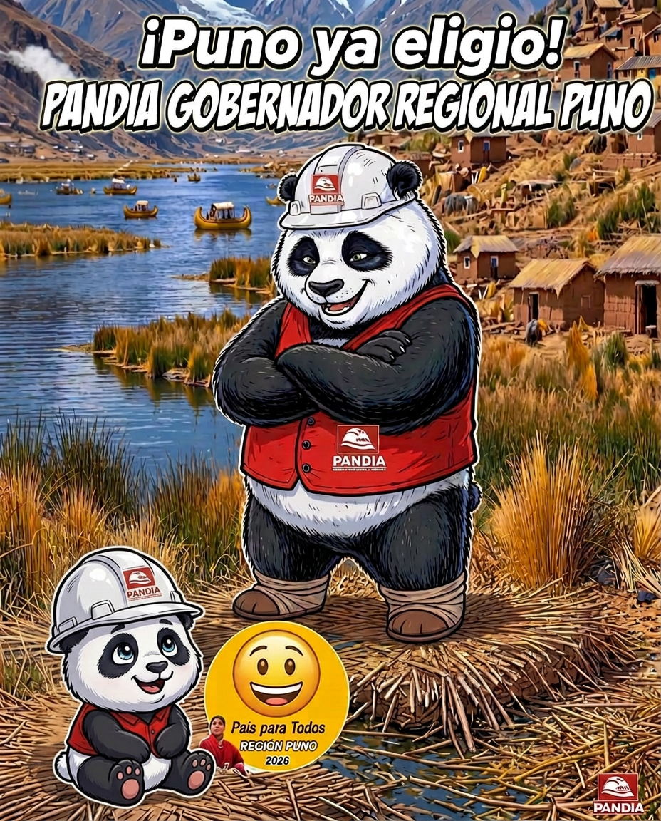 ¡Puno ya eligió! El pandita bebé mira feliz a Pandia, Gobernador Regional Puno 2026